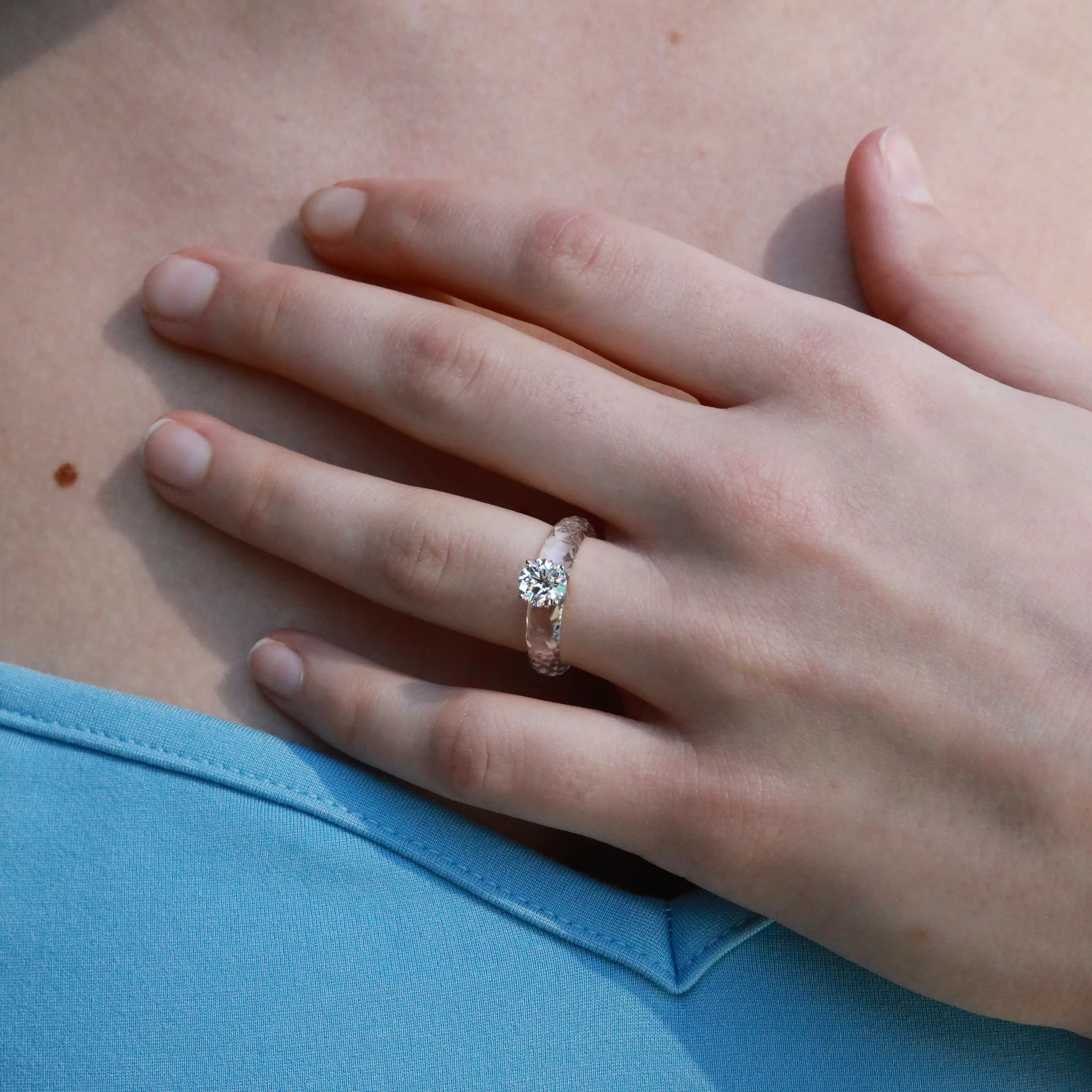 Kai Everlight Lab Grown Diamond Faceted Sapphire Ring in 14k white gold