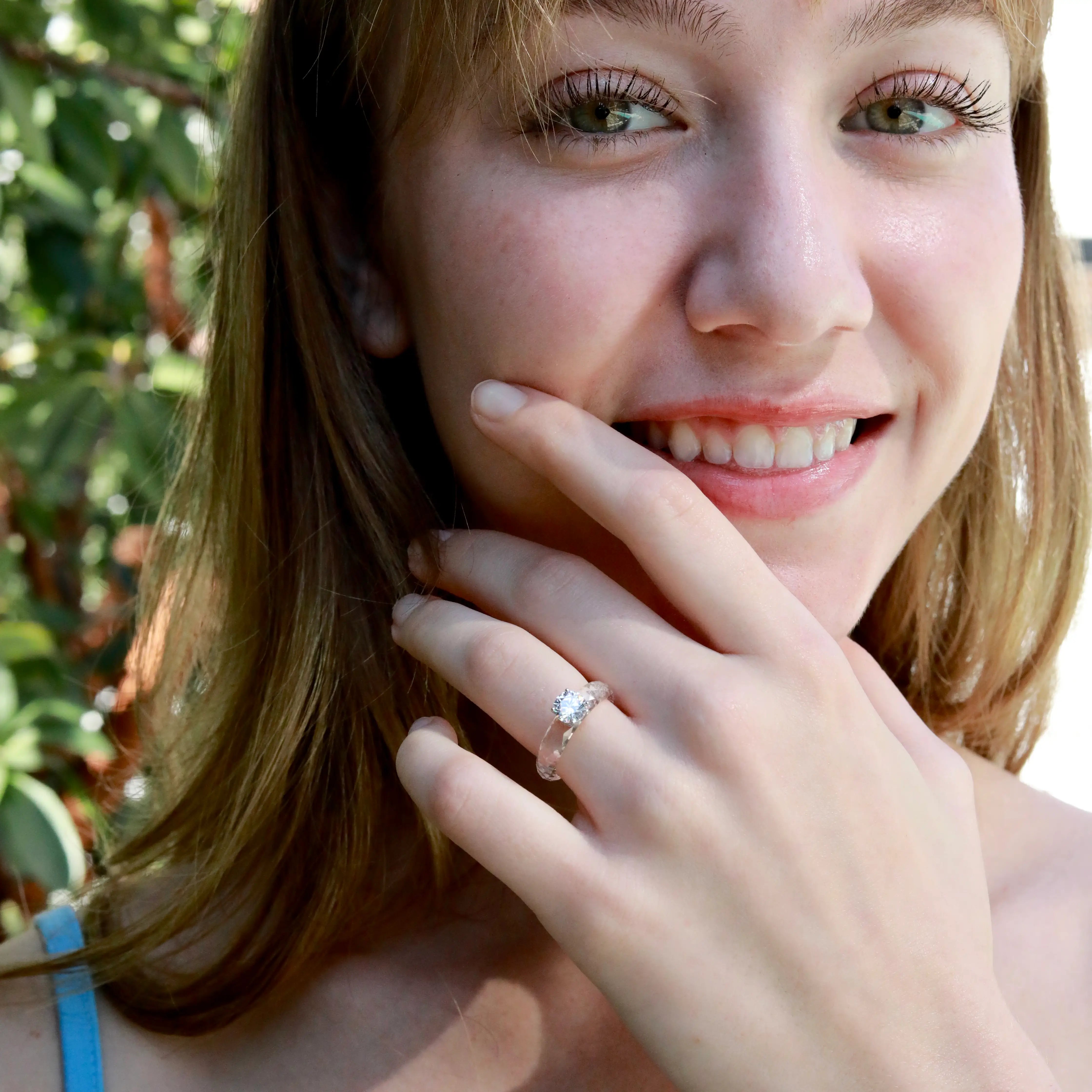 Kai Everlight Lab Grown Diamond Faceted Sapphire Ring in 14k white gold