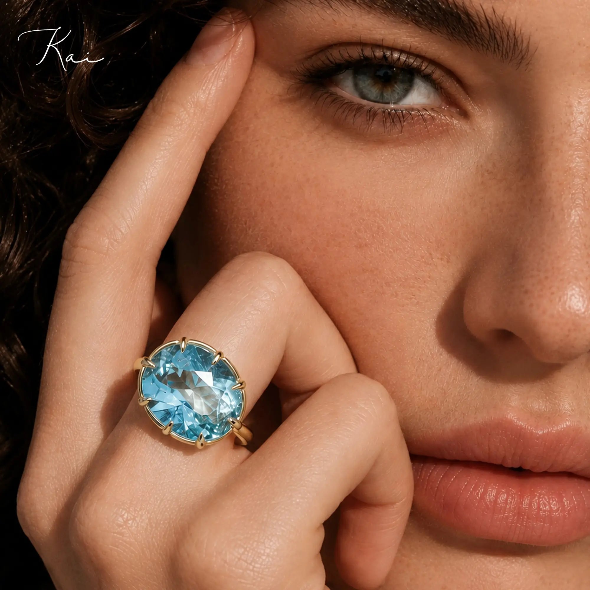 14k yellow gold Aurea AIGS Certified 9.93 ct Santa Maria Aquamarine East-West Ring