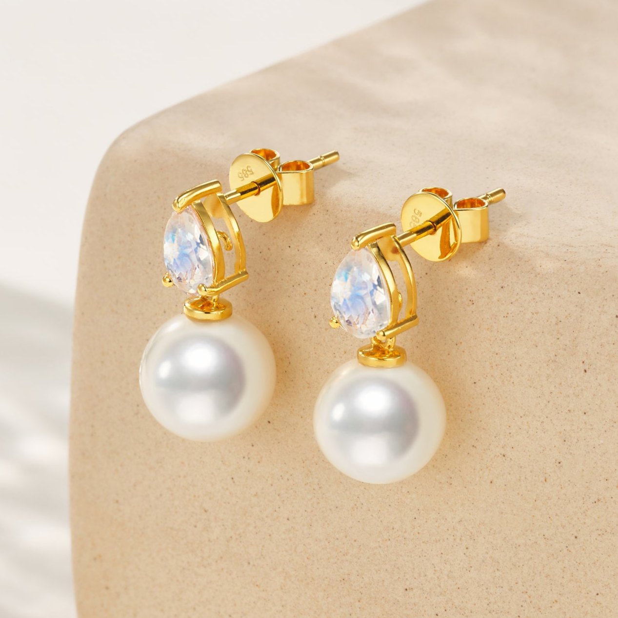 Venus Tears Moonstone Pearl Convertible Earrings