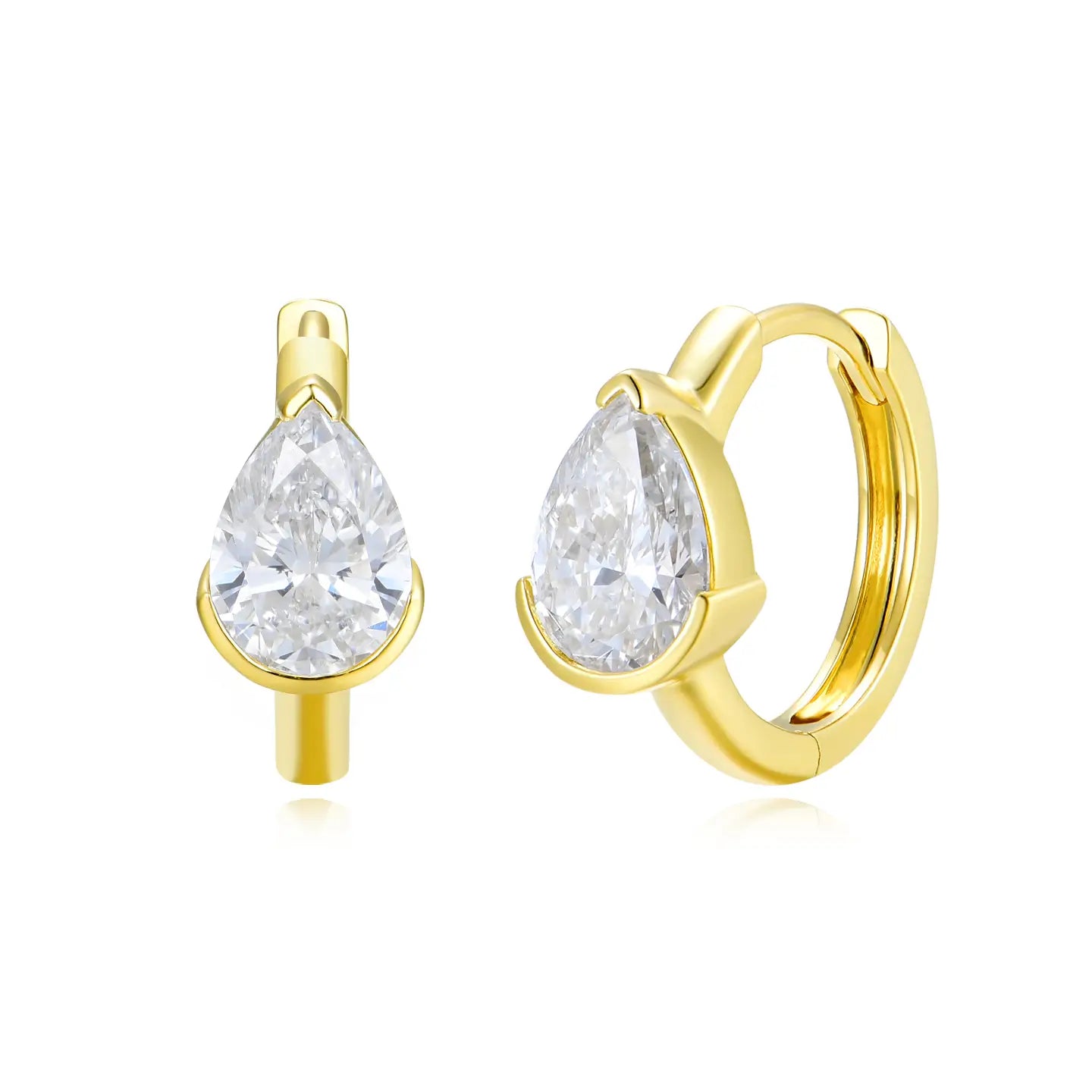 1.40 ct Pear Lab Grown Diamond Hoop Earrings 14k yellow gold