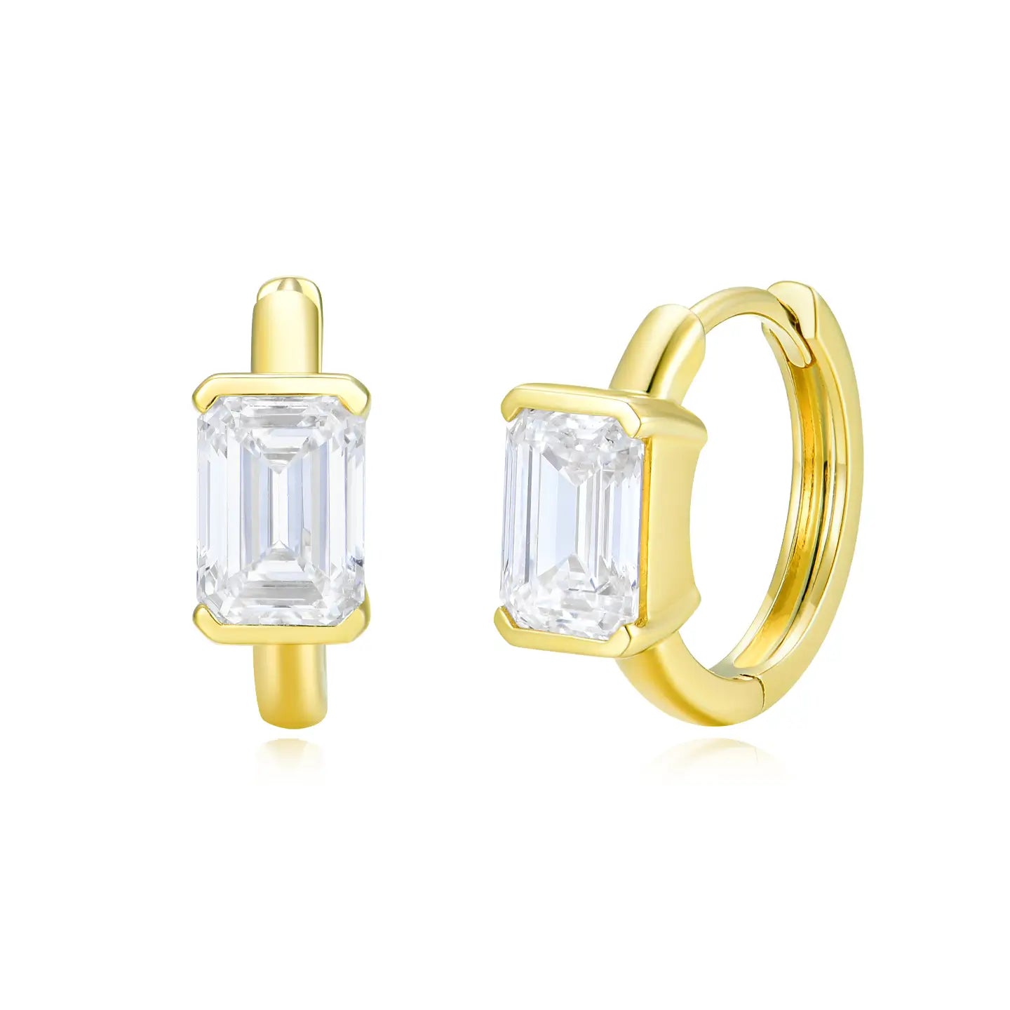 1.30 ct Emerald-Cut Lab Grown Diamond Hoop Earrings 14k yellow gold 