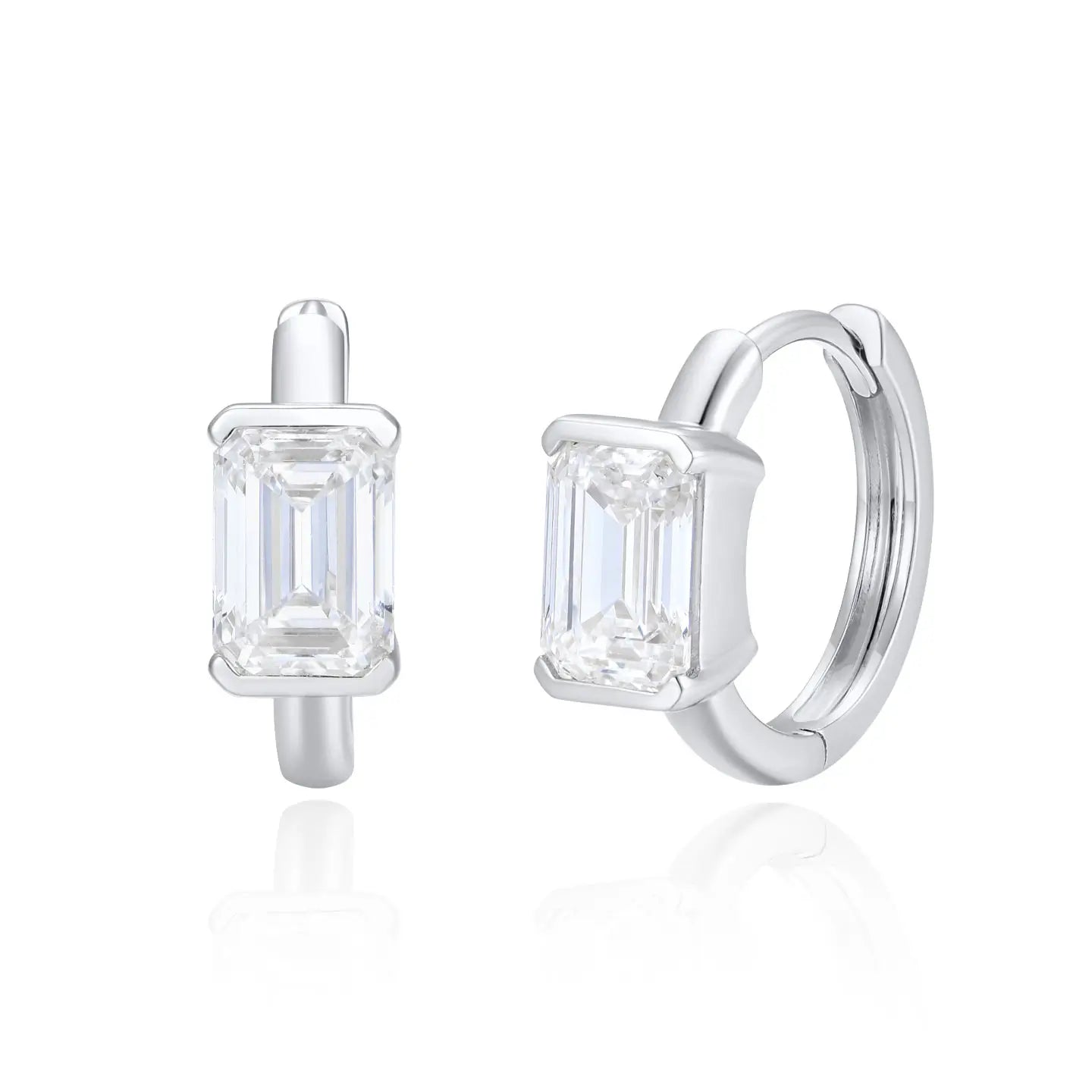 1.30 ct Emerald-Cut Lab Grown Diamond Hoop Earrings 14k white gold 