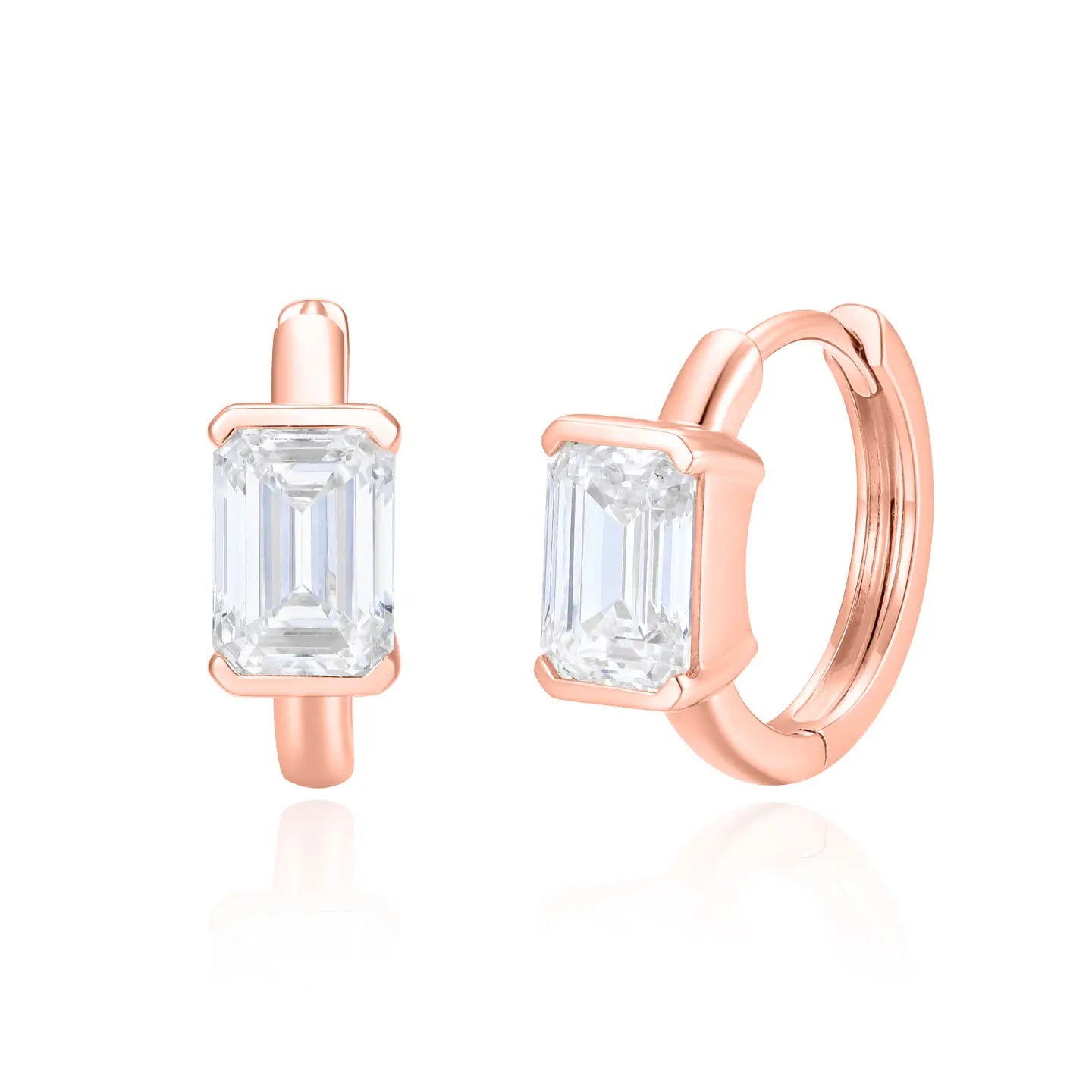 1.30 ct Emerald-Cut Lab Grown Diamond Hoop Earrings 14k rose gold 