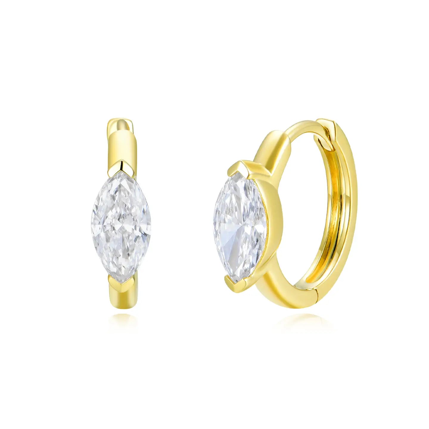0.75 ct Marquise Lab Grown Diamond Hoop Earrings 14k yellow gold 