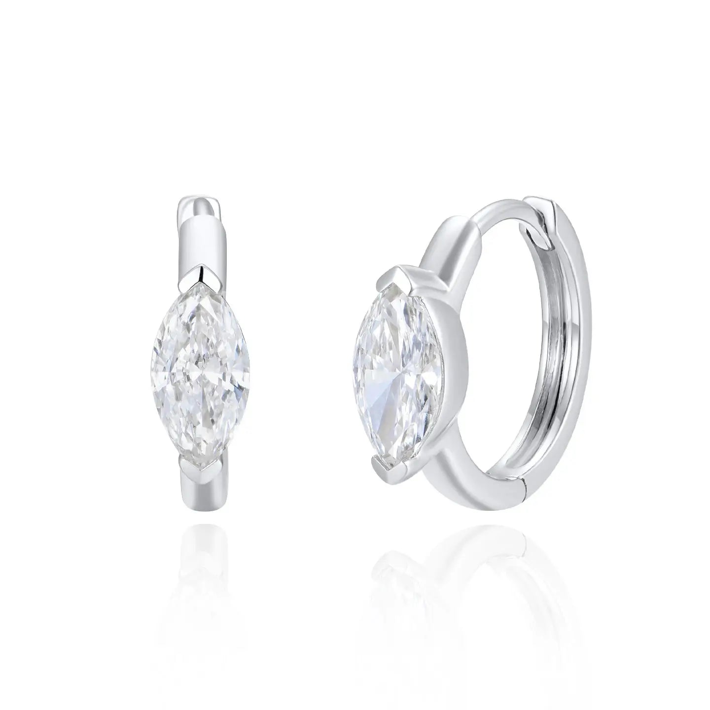 0.75 ct Marquise Lab Grown Diamond Hoop Earrings 14k WHITE gold 