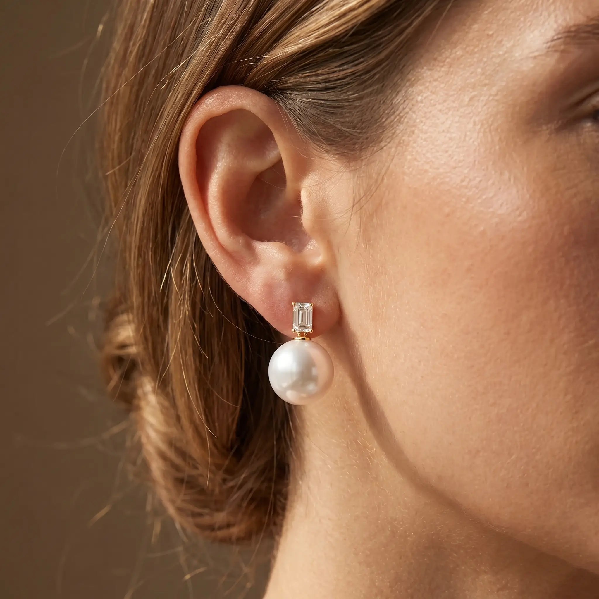 14k gold Venus Lab Grown Diamond12-13 mm Pearl Convertible Drop Earrings