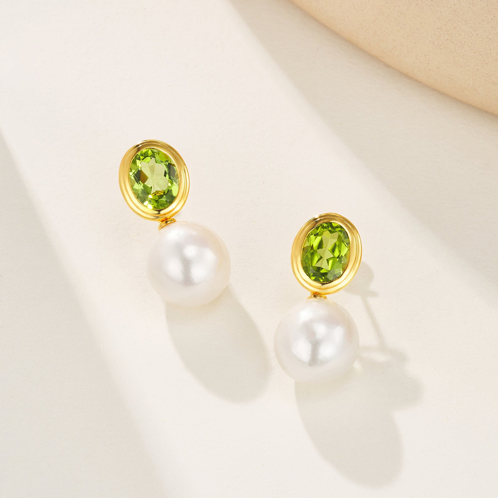 Bella Oval Peridot Pearl Convertible Drop Earrings