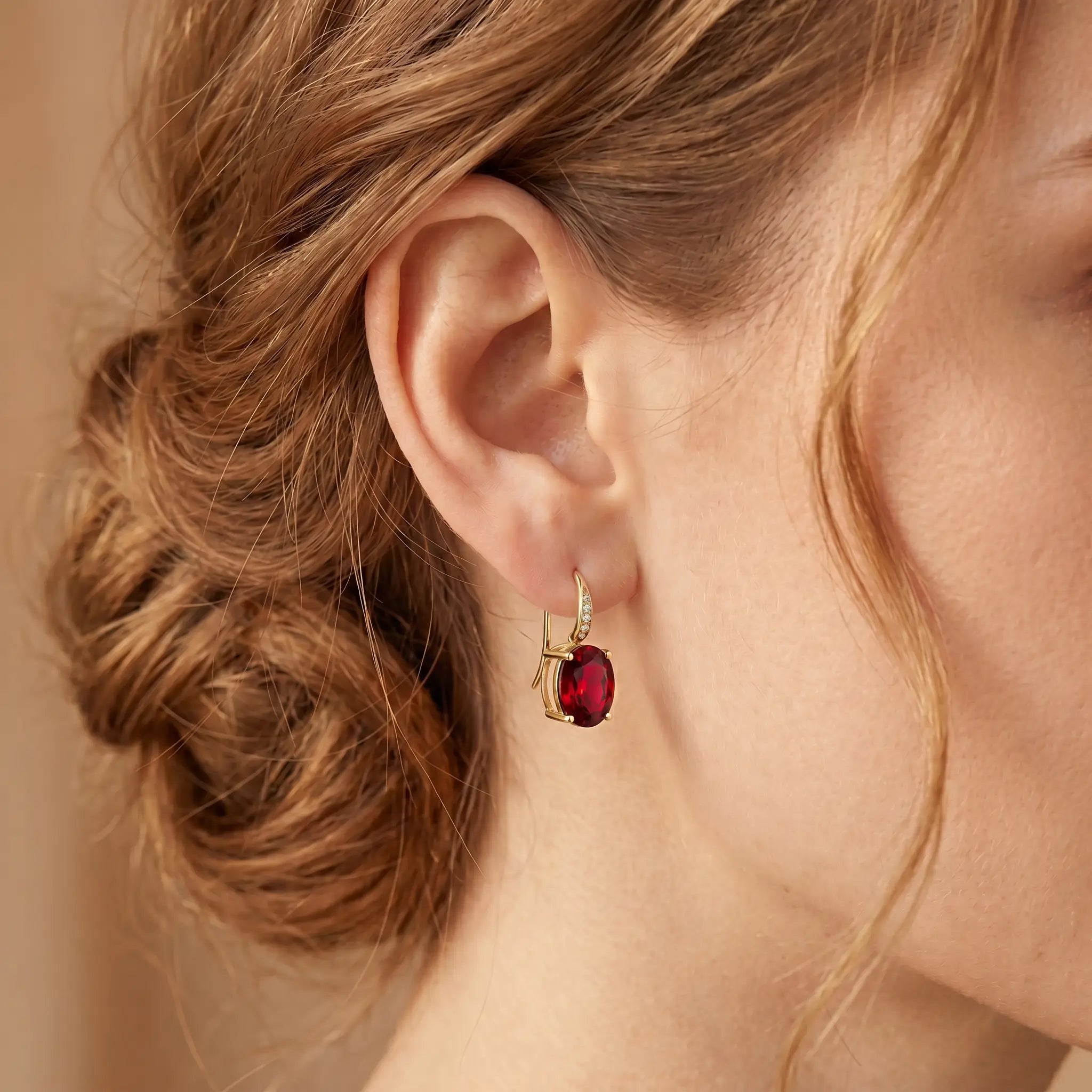 Radiant Oval Garnet Diamond Drop Earrings
