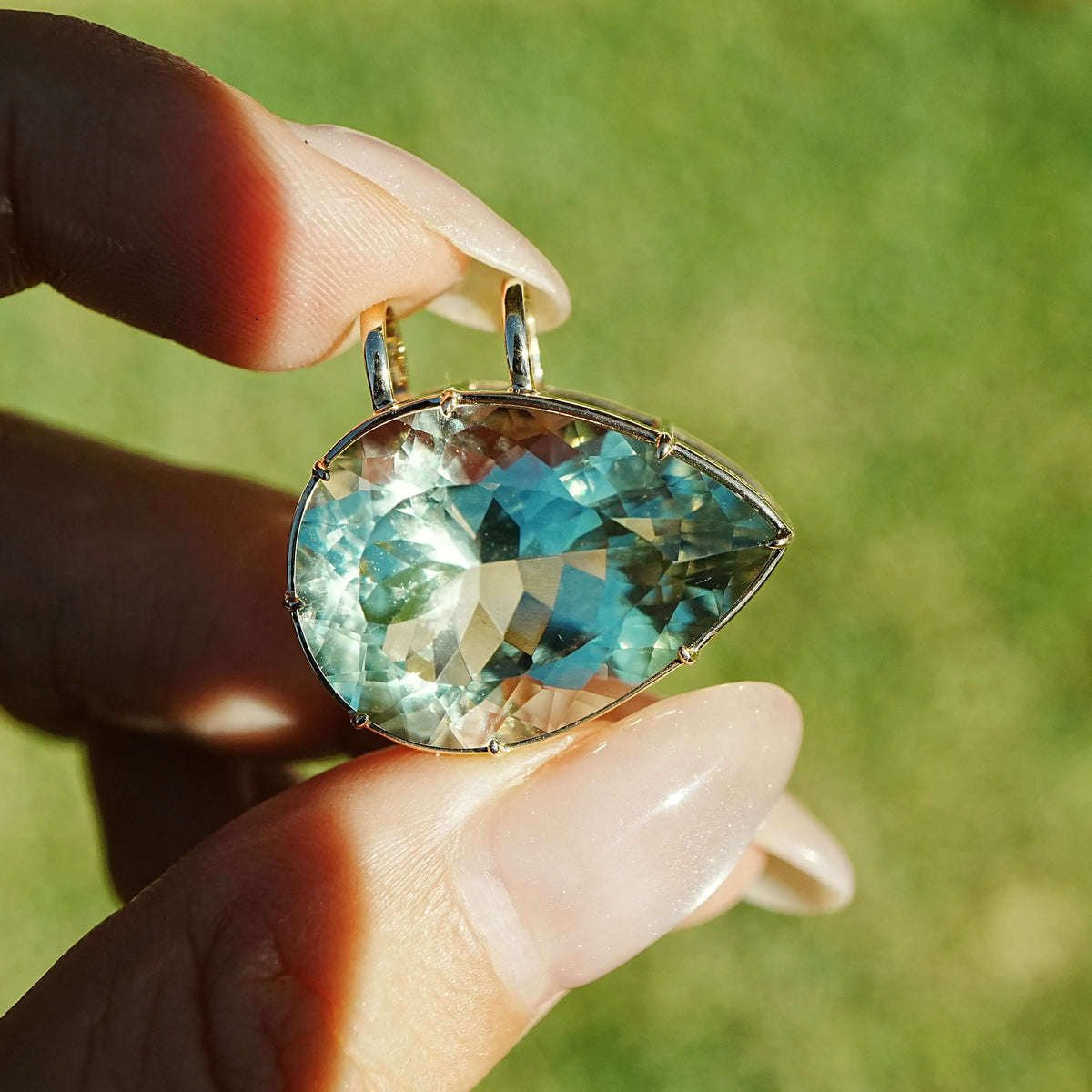 14k yellow gold Vivid Aura 20.88ct Natural Prasiolite Charm (One-of-a-Kind)