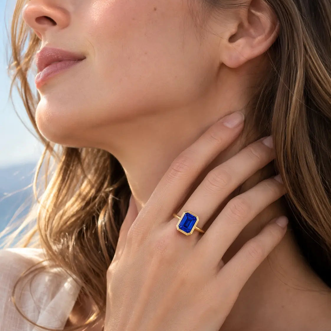 Bella 14k solid gold yellow gold 3ctw Lab Grown Sapphire Ring