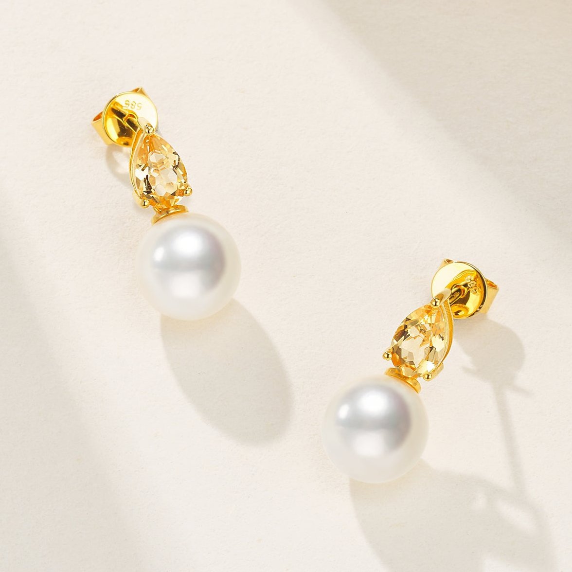 Venus Tears Citrine Pearl Convertible Earrings