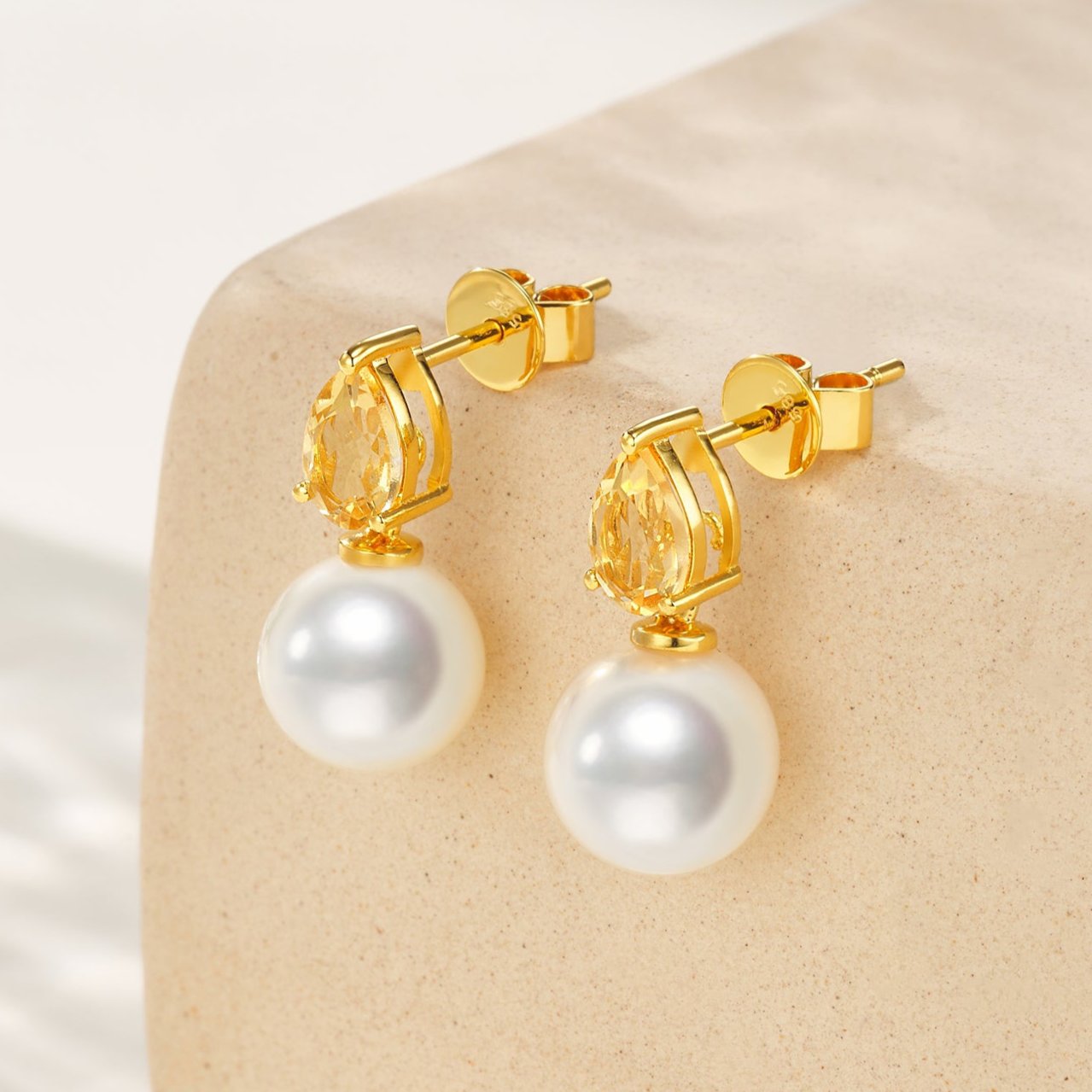 Venus Tears Citrine Pearl Convertible Earrings
