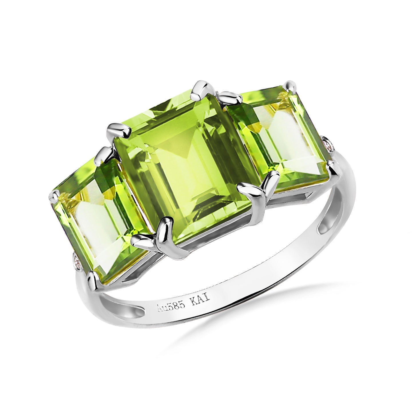 Fortune Peridot Diamond Three-Stone Ring