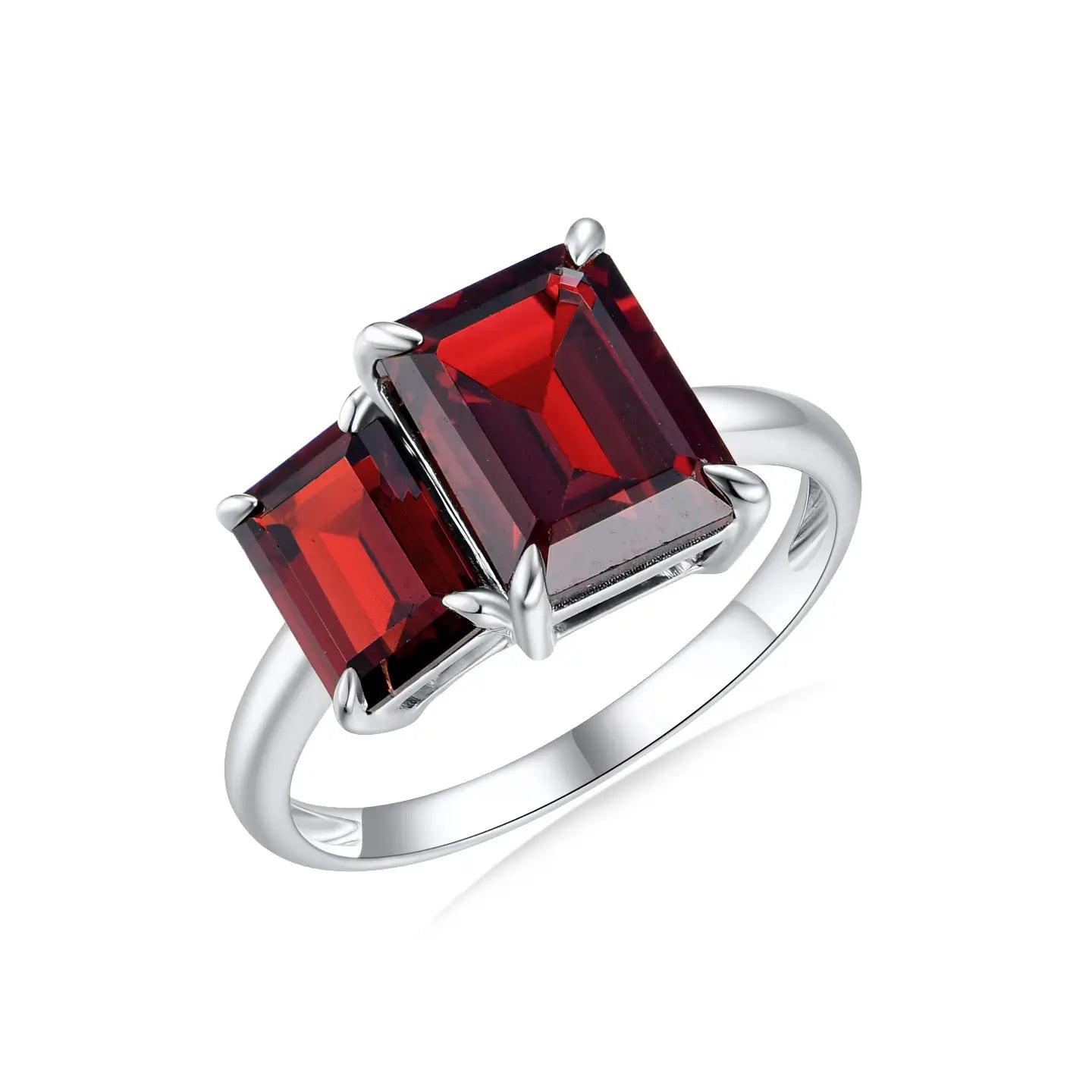 14k white gold red garnet cocktail ring