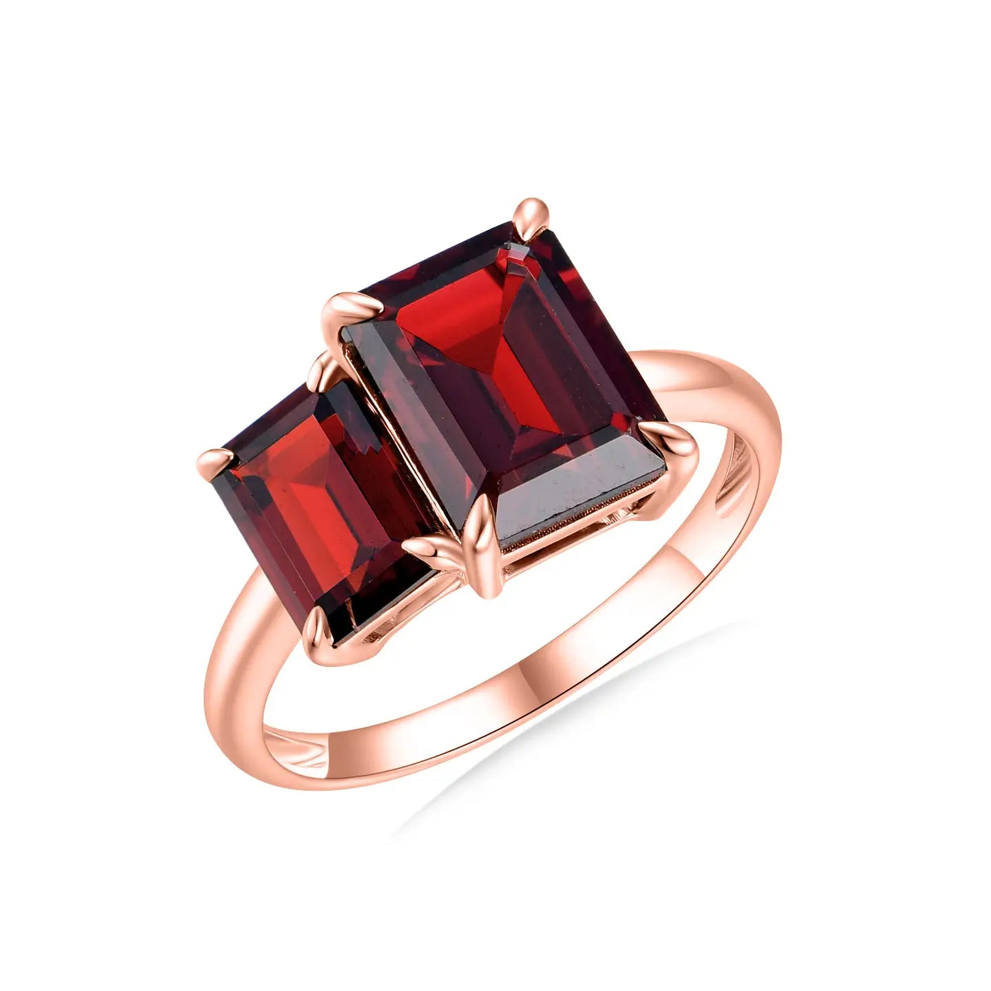 14k rose gold garnet double gems ring