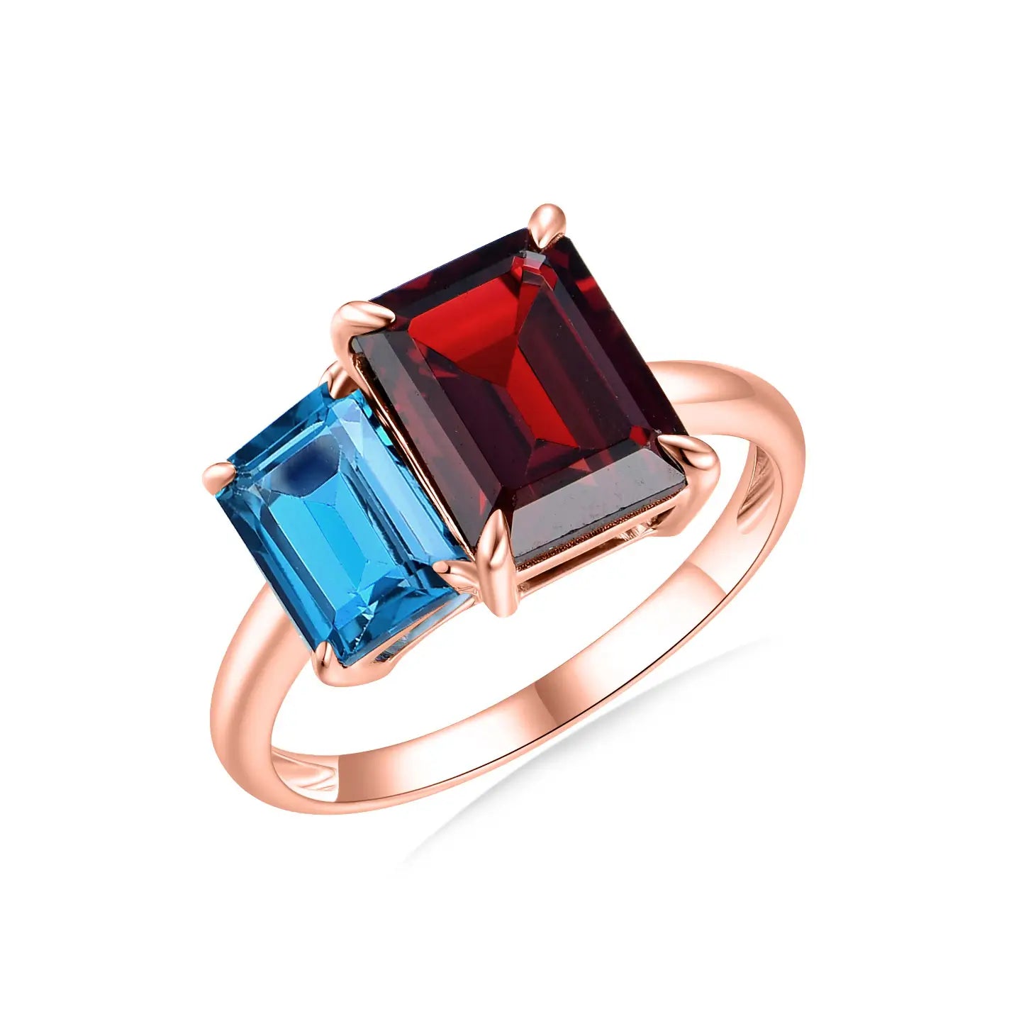 14k rose gold topaz garnet cocktail ring