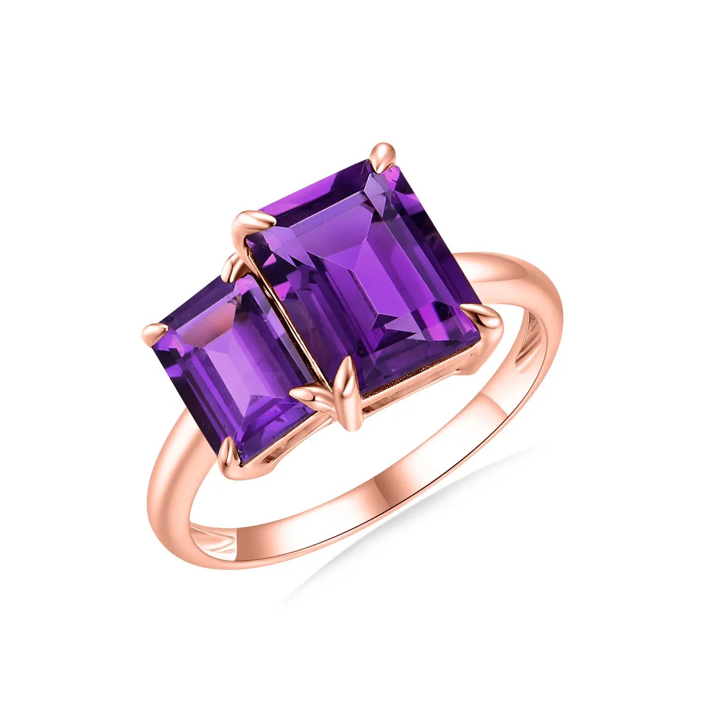 14k rose gold double amethyst ring