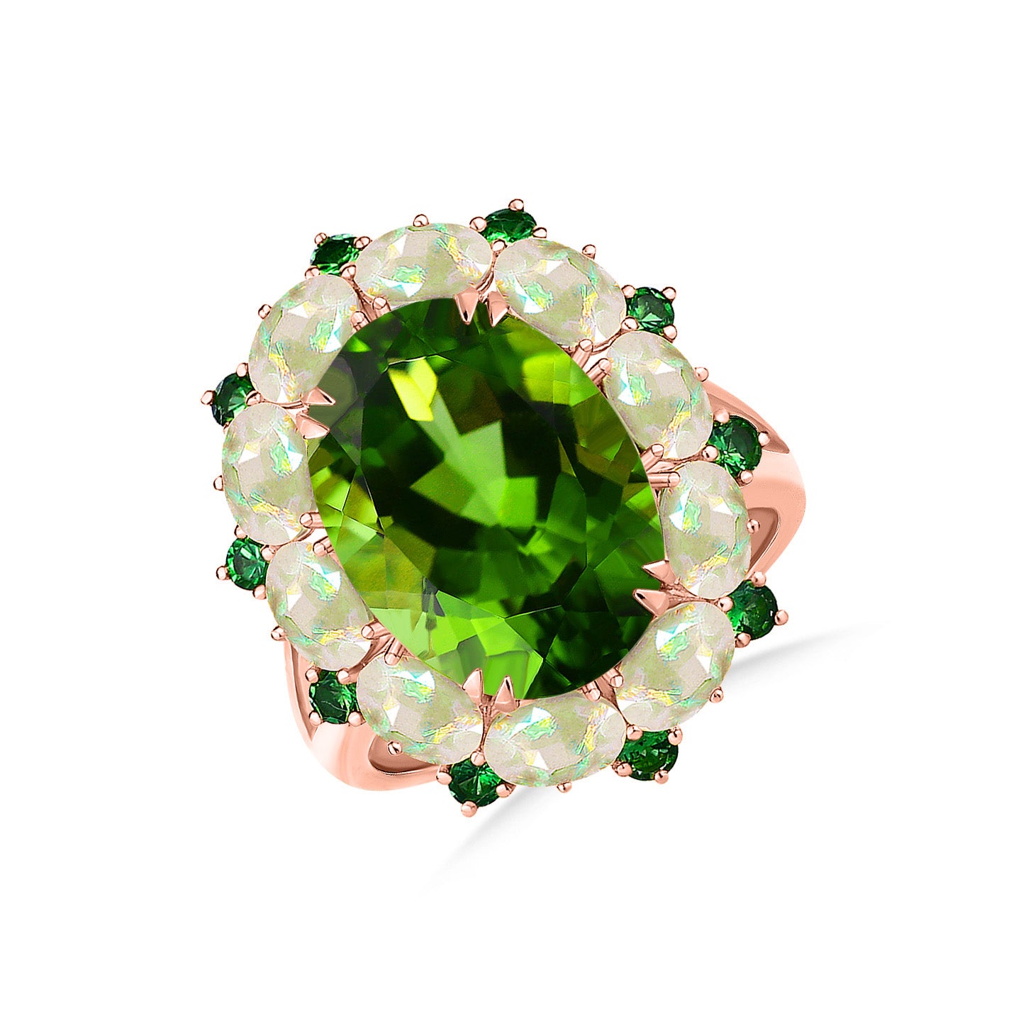 Mira Peridot Opal Tsavorite Cocktail Ring