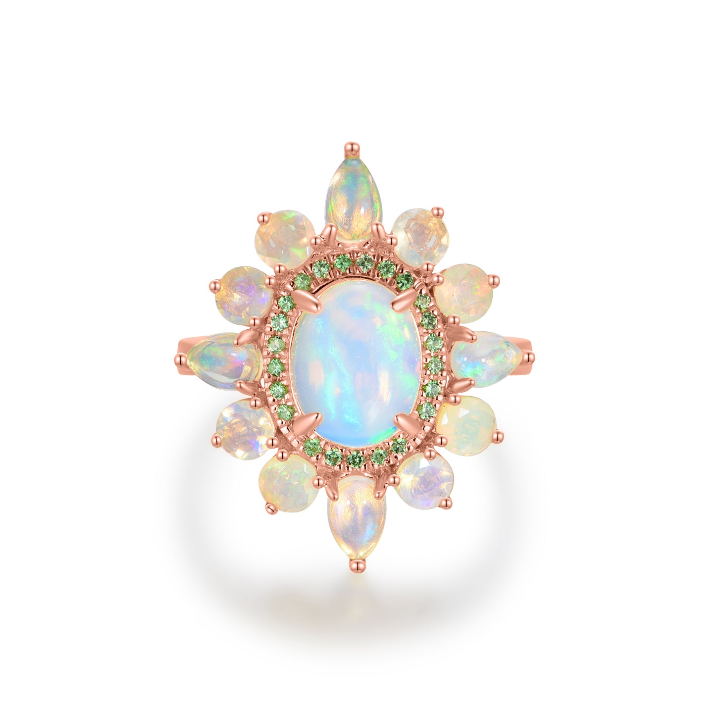 Opal Tsavorite Cocktail Ring