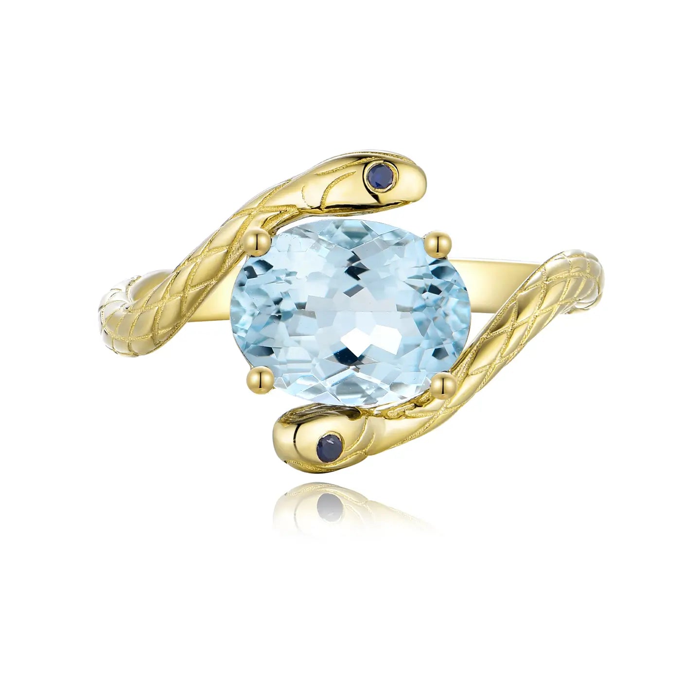 aquamarine and sapphire snake ring