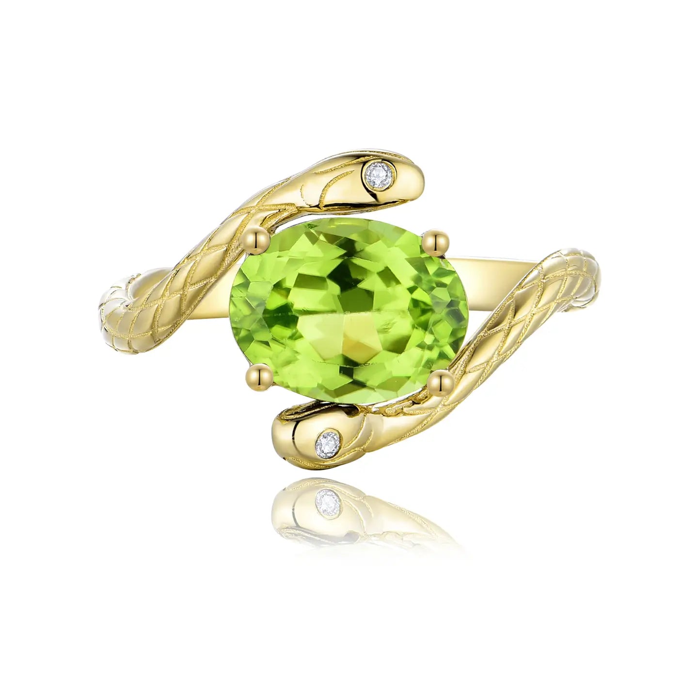 peridot and diamond snake ring