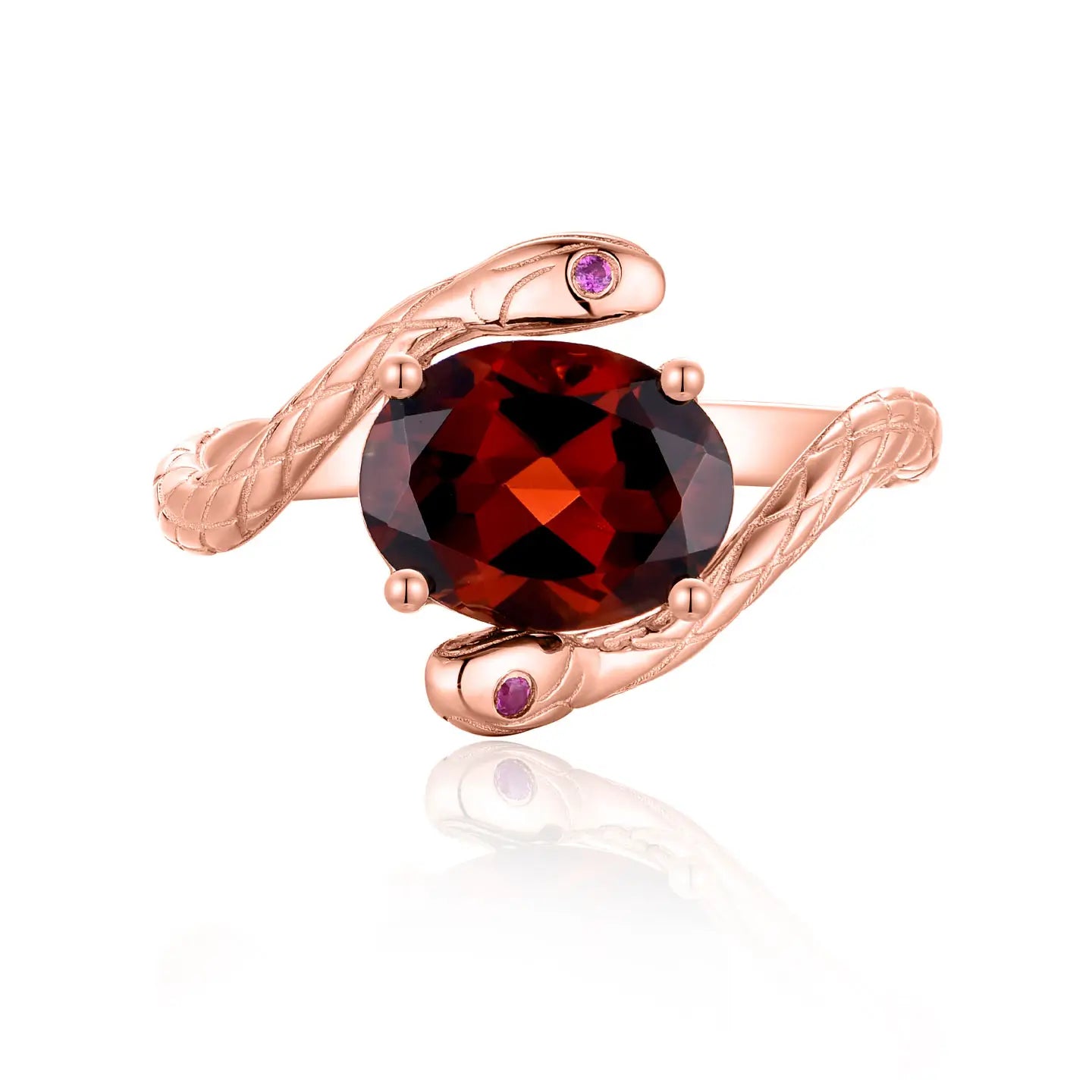 14k rose gold natural red garnet ruby east west ring