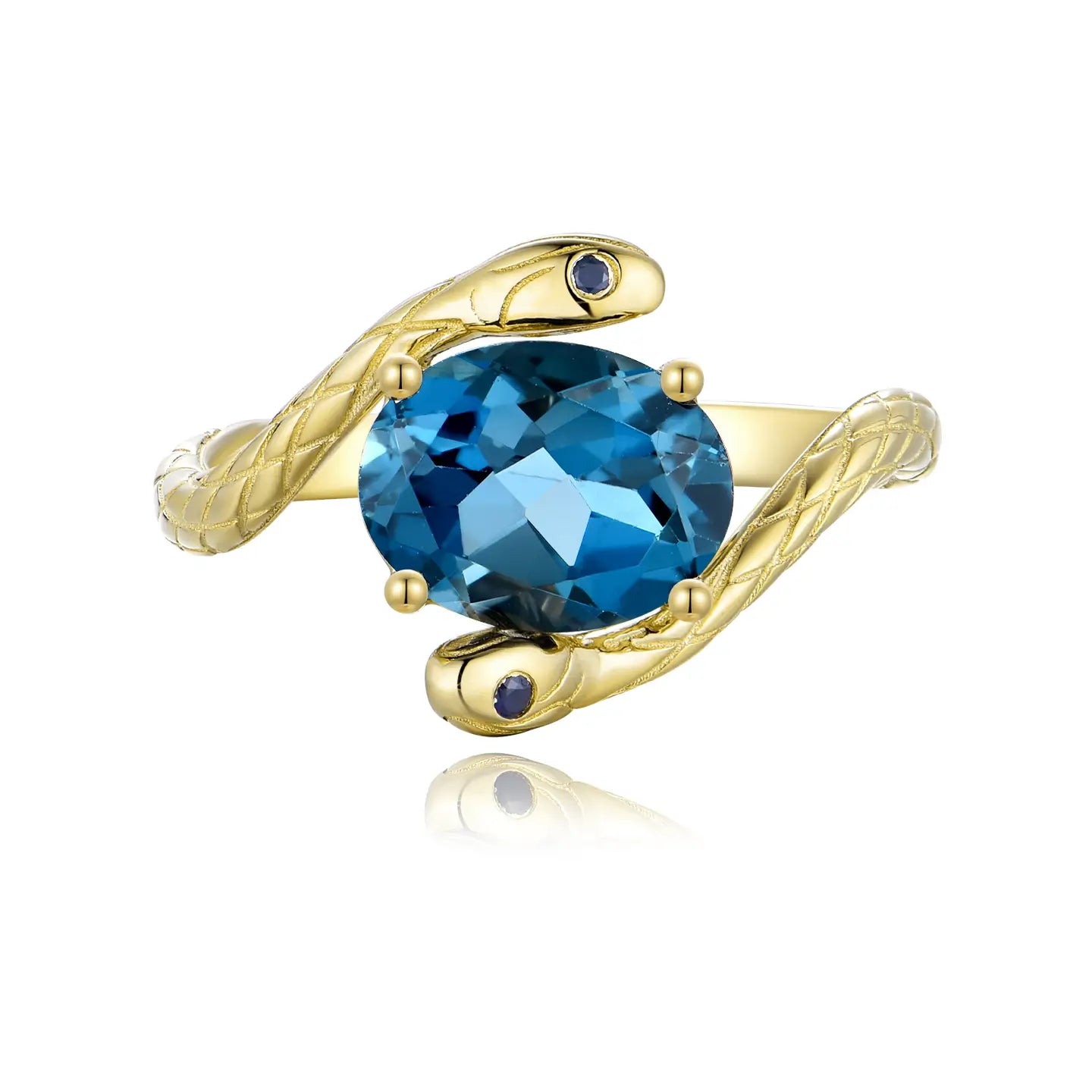 snake natural topaz sapphire gold ring 