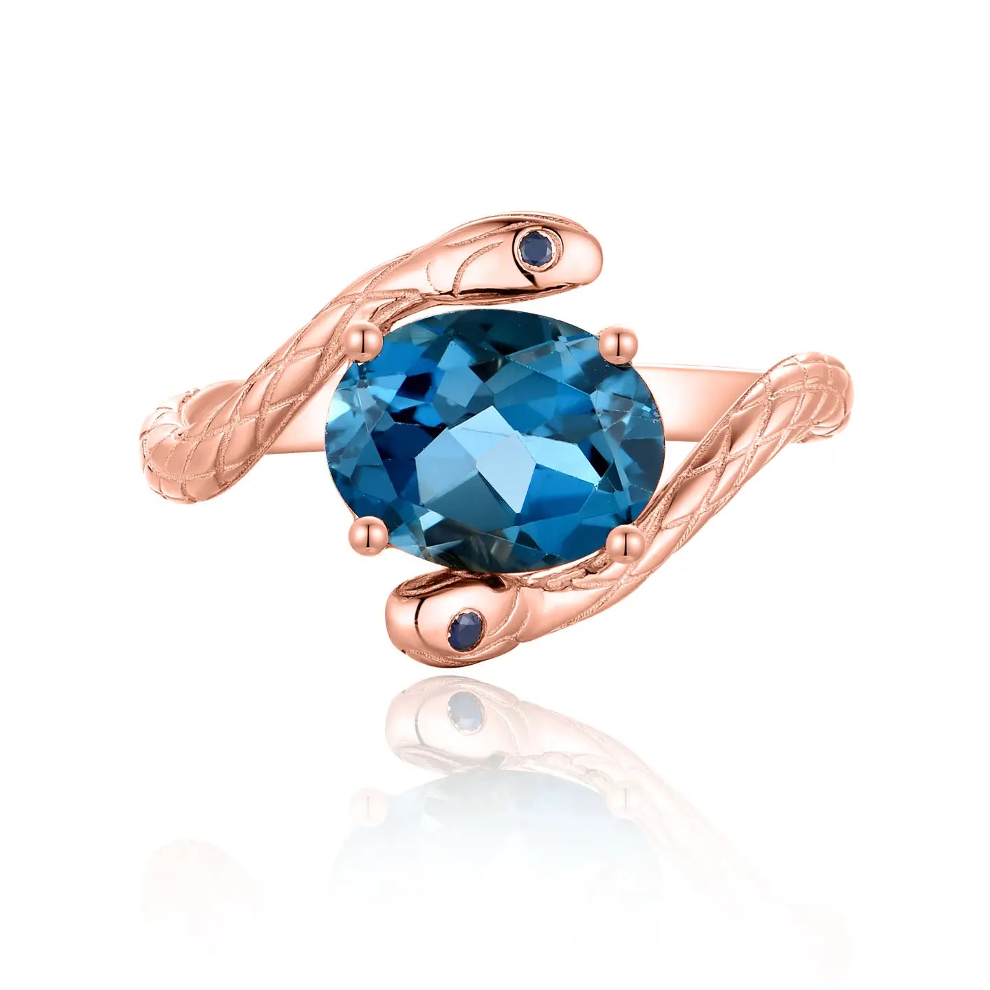 14k rose gold oval london blue topaz sapphire ring