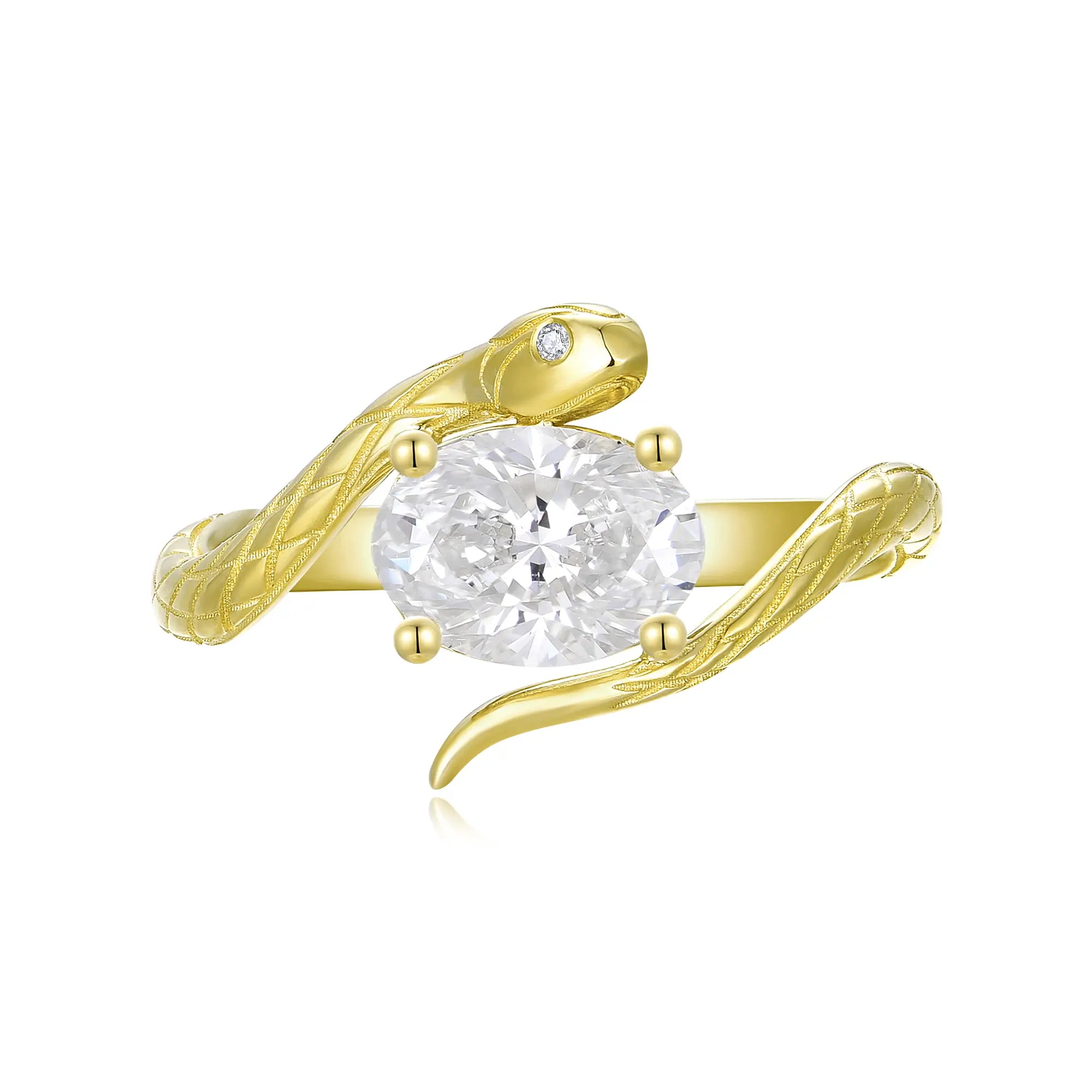 Snake Protection Oval 1.00 ctw Lab-Grown Diamond East-West Ring 14k yellow gold