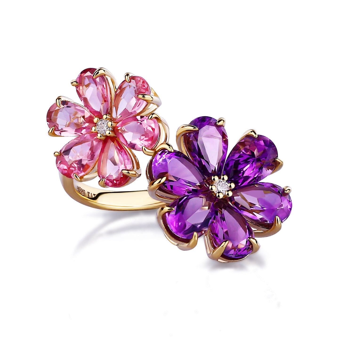 Flora Blossom Amethyst and Pink Tourmaline Diamond Cocktail Ring