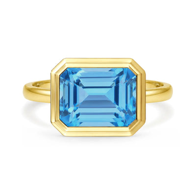 Kai Bella 14k gold east-west natural Emerald-Cut 2.5ctw Topaz Ring
