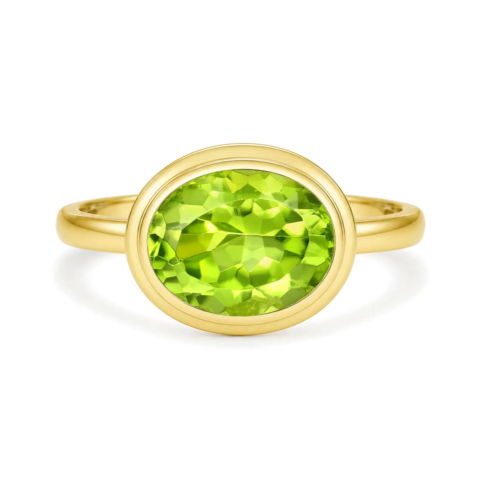 Kai 14k Gold Bella East-West Natural 2.0ctw Oval Peridot Ring