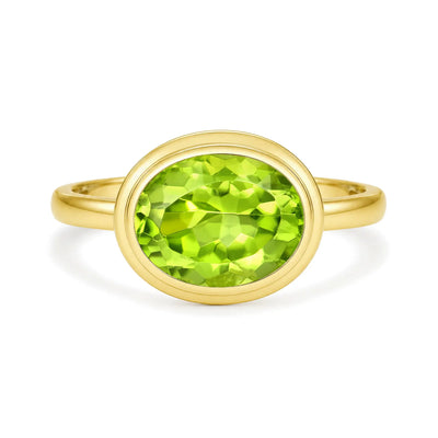 Kai 14k Gold Bella East-West Natural 2.0ctw Oval Peridot Ring