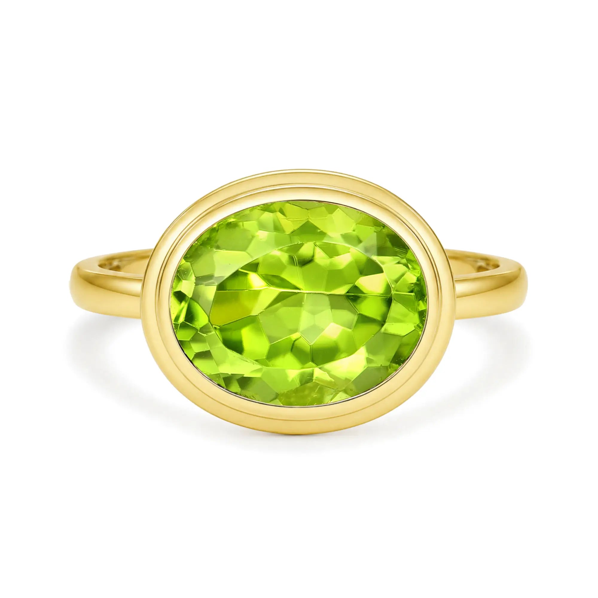 Kai 14k Gold Bella East-West Natural 3.0ctw Oval Peridot Ring