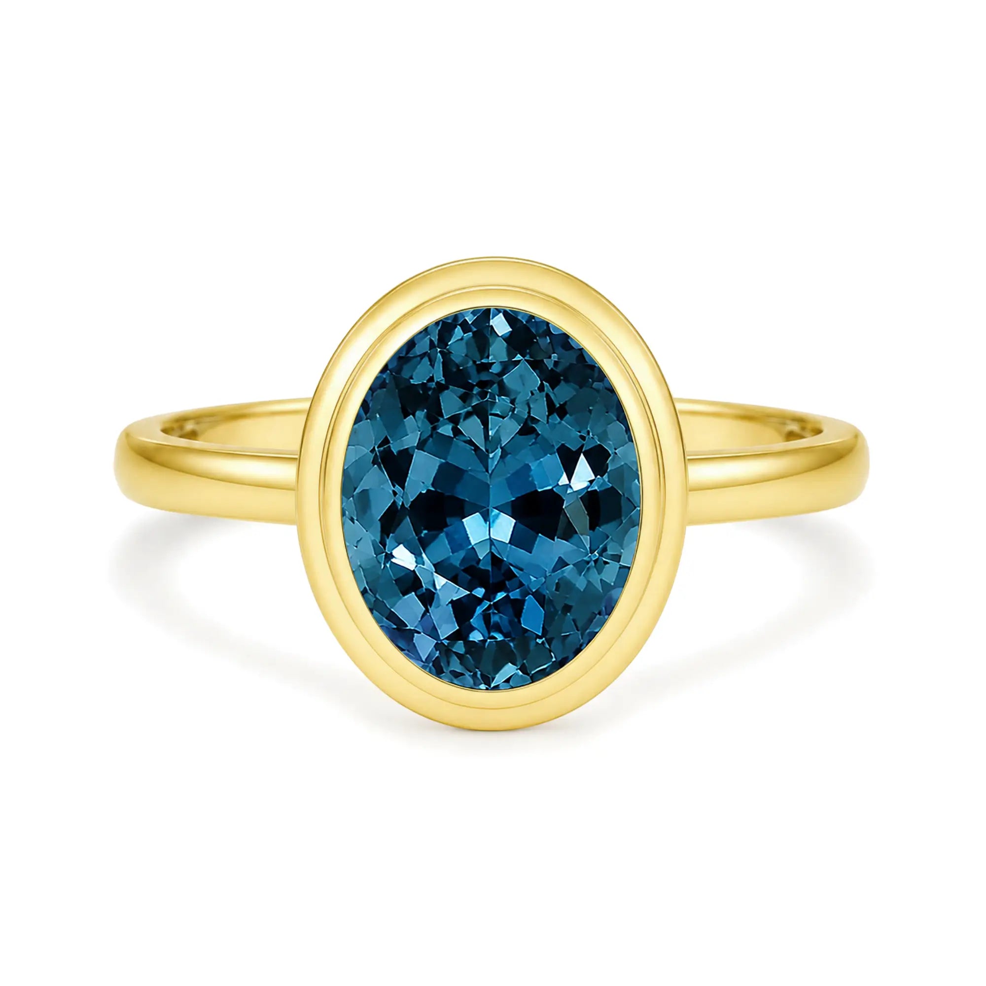 Kai 14k gold Bella North-South Oval Natural 2.50ctw London Blue Topaz Ring