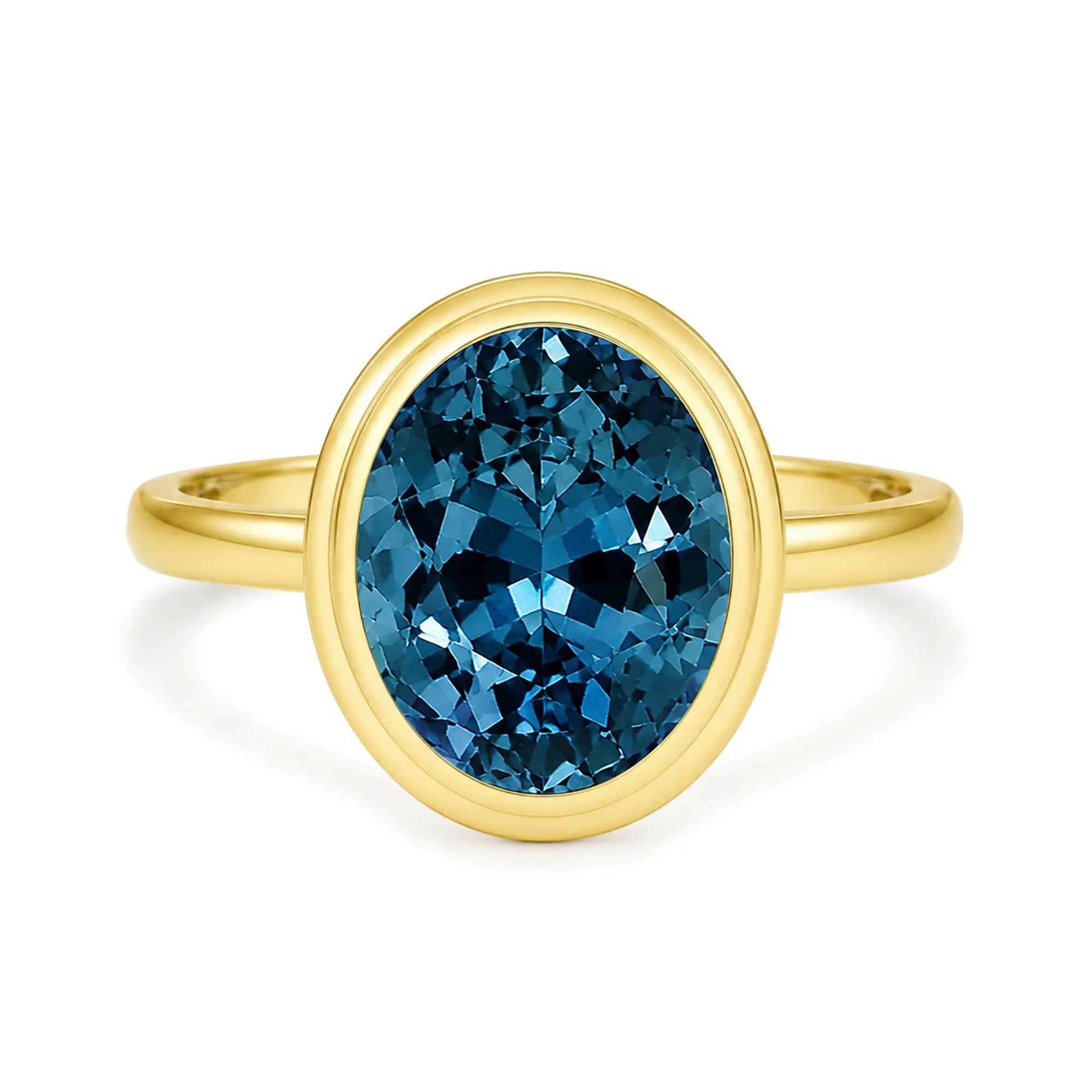 Kai 14k gold Bella North-South Oval Natural 3.50ctw London Blue Topaz Ring