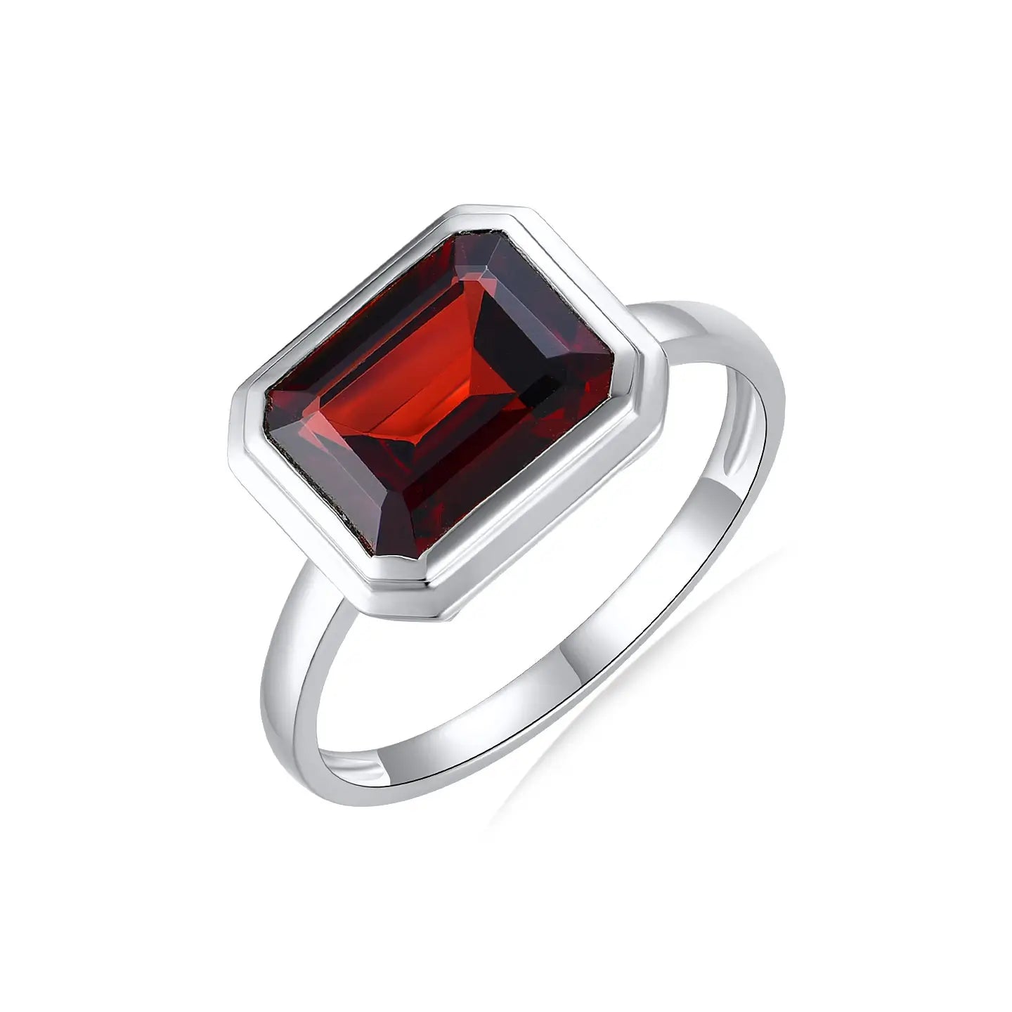 14k white gold sterling silver garnet east west ring