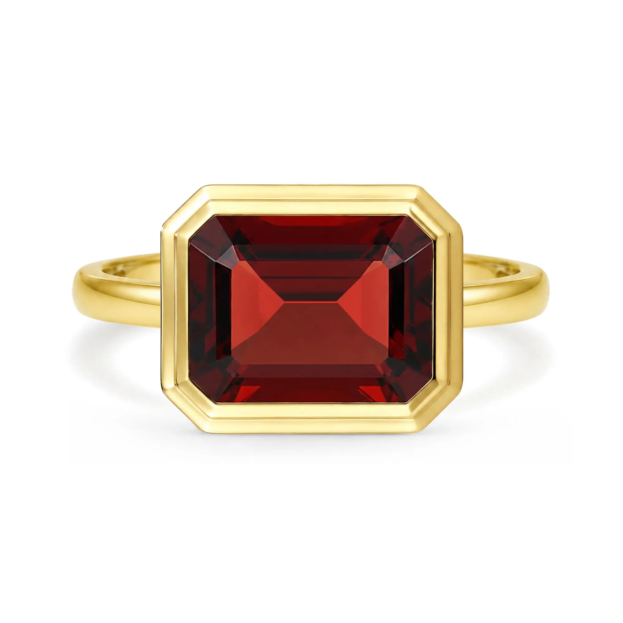 Kai 14k gold Bella East-West Emerald-Cut Natural 2.5ctw Garnet Ring