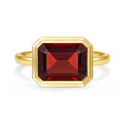 Kai 14k gold Bella East-West Emerald-Cut Natural 2.5ctw Garnet Ring