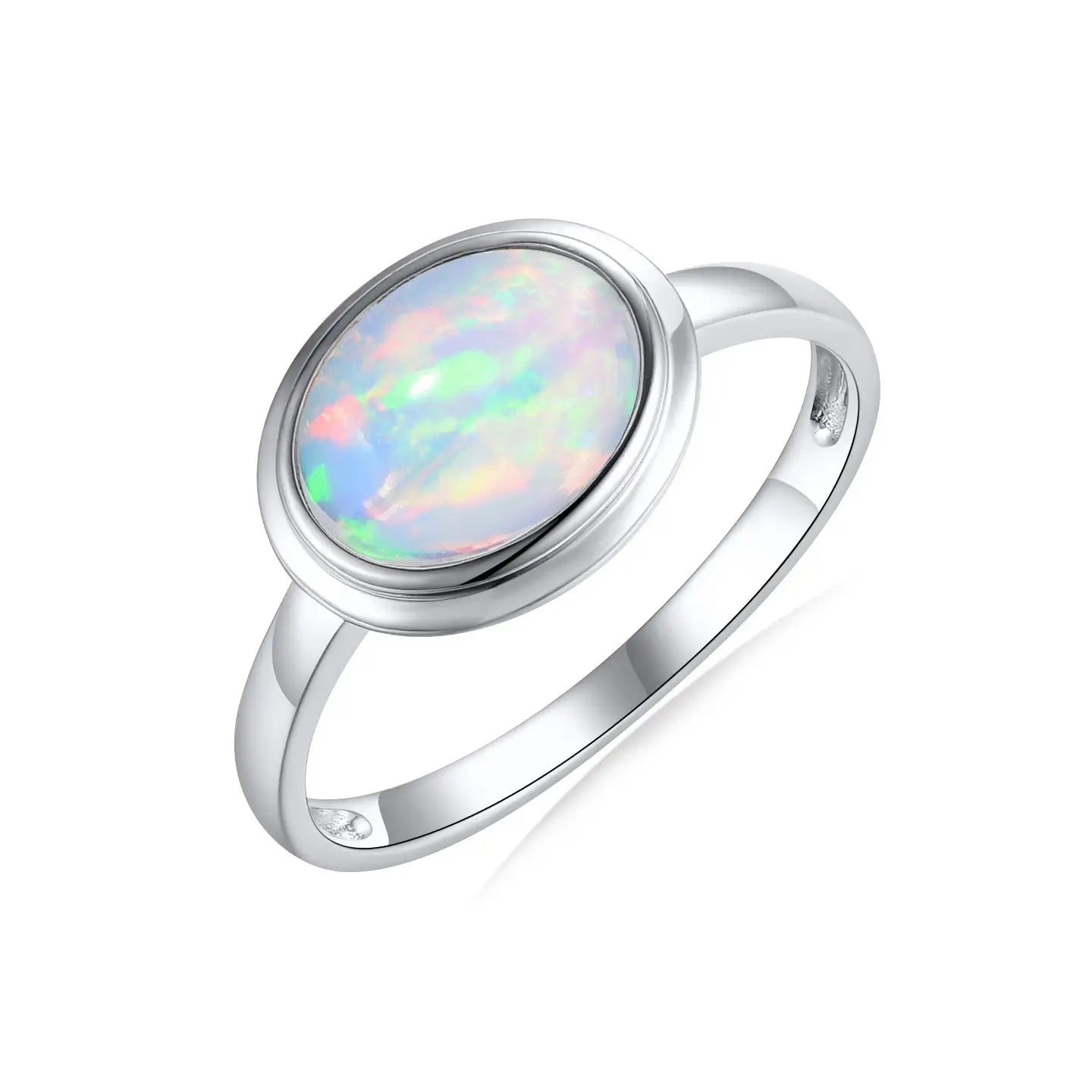 14k white gold sterling silver firing opal ring gift