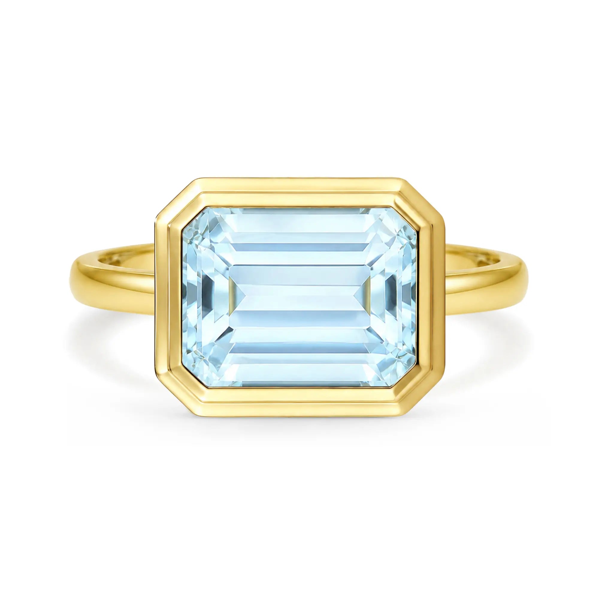 Kai 14k Gold Bella East-West Natural Emerald-Cut 2.20ctw Aquamarine Ring