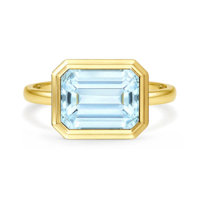 Kai 14k Gold Bella East-West Natural Emerald-Cut 2.20ctw Aquamarine Ring