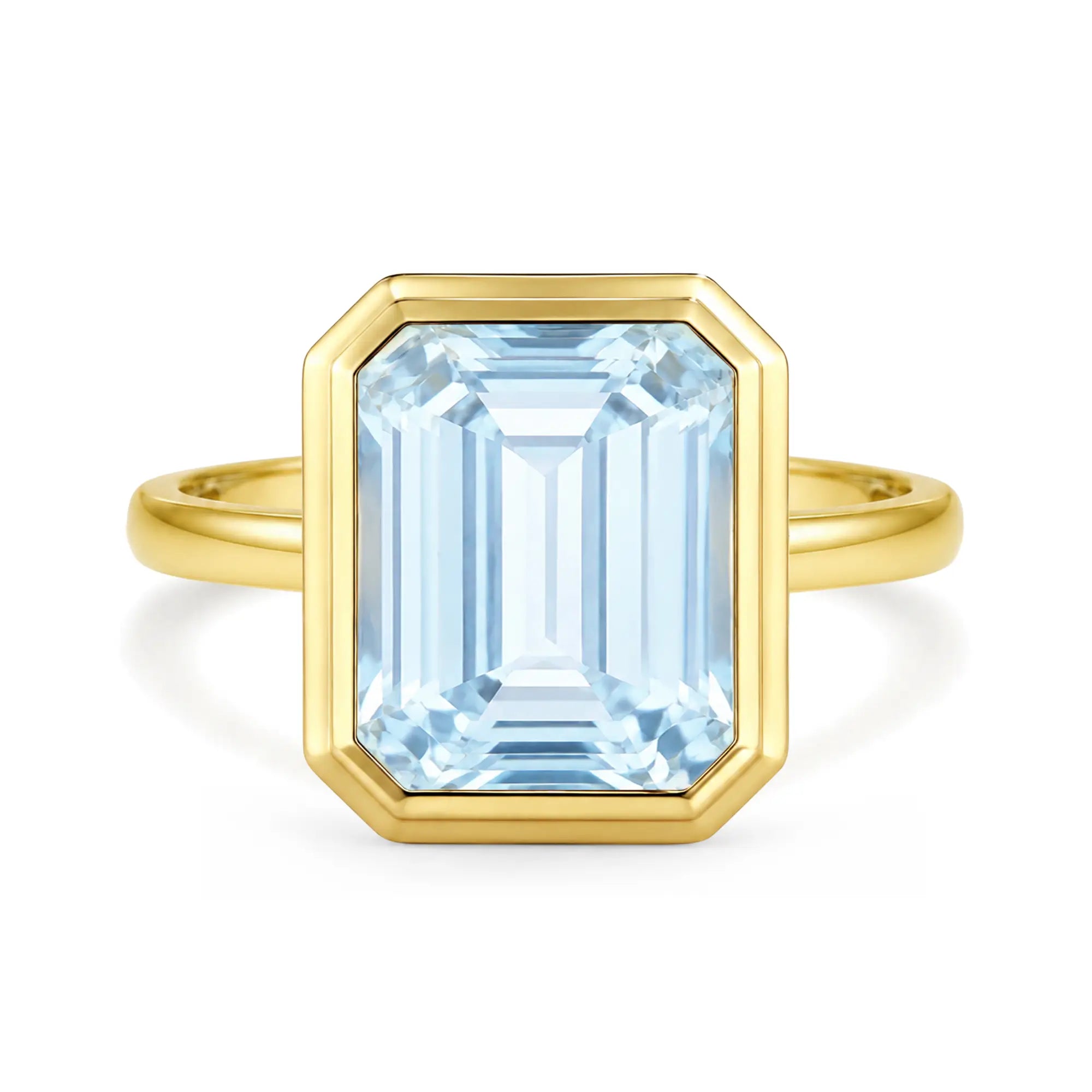 Kai 14k Gold Bella North-South Natural Emerald-Cut 3.0ctw Aquamarine Ring