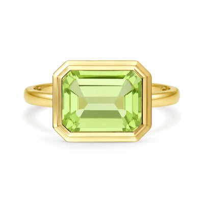 Kai 14k Gold Bella East-West Natural 2.50ctw Emerald-Cut Peridot Ring