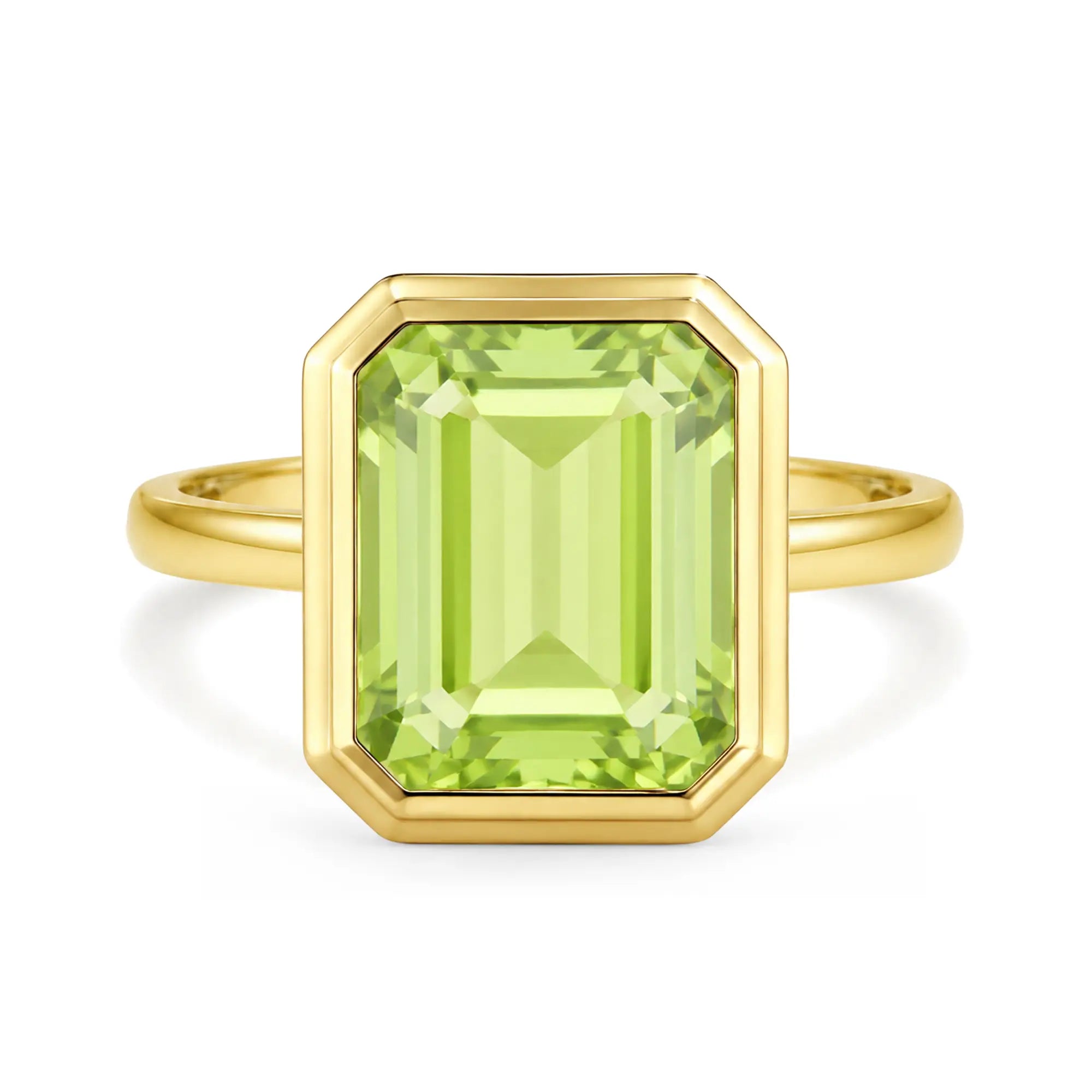 Kai 14k Gold Bella north-south Natural 2.50ctw Emerald-Cut Peridot Ring