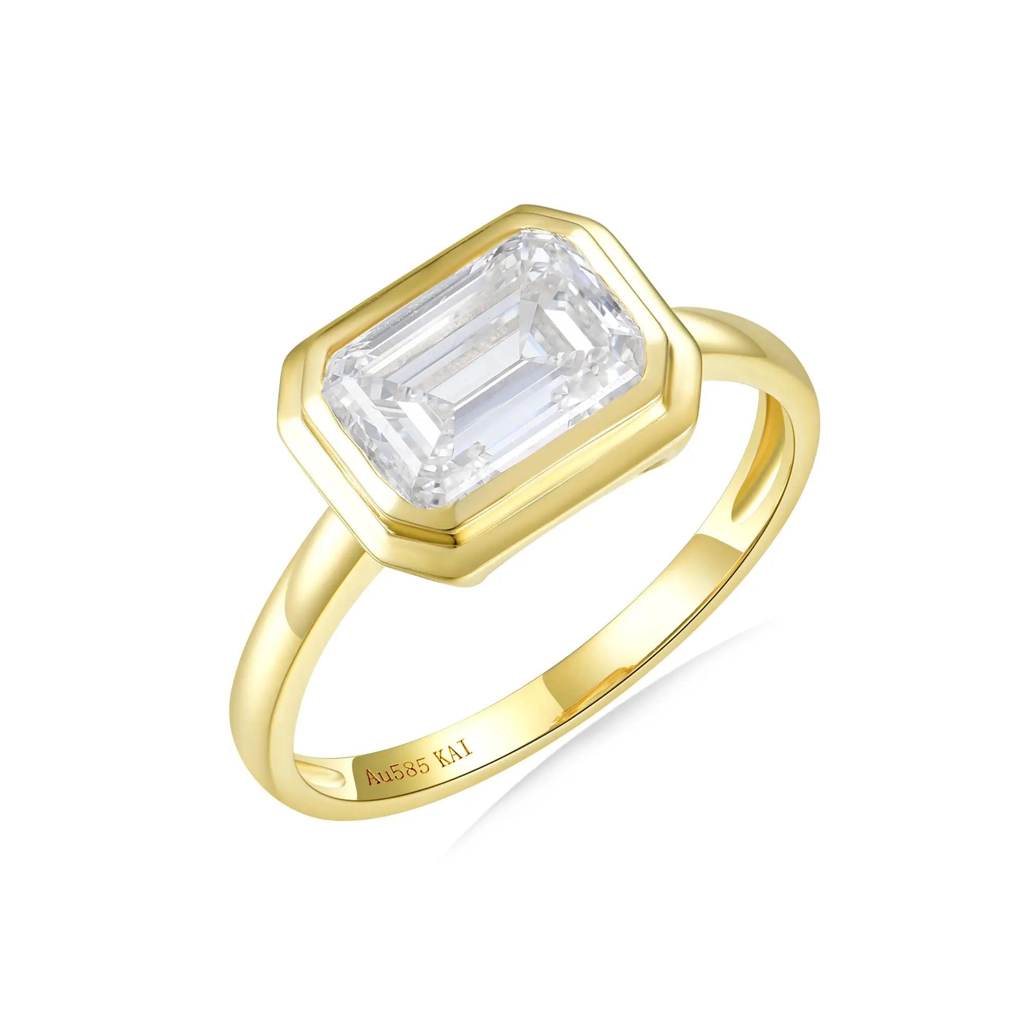 Bella East-West 2.00ctw Emerald-Cut Lab Grown Diamond Ring 14k yellow gold