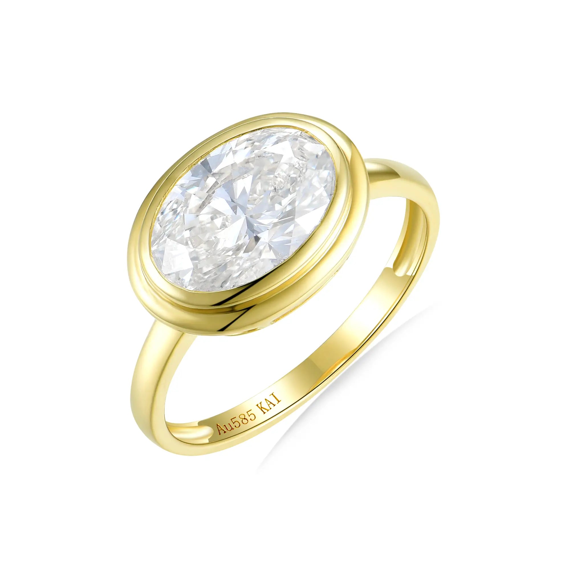 Bella East-West Oval 2.00 ctw Lab Grown Diamond Ring in 14k yellow gold