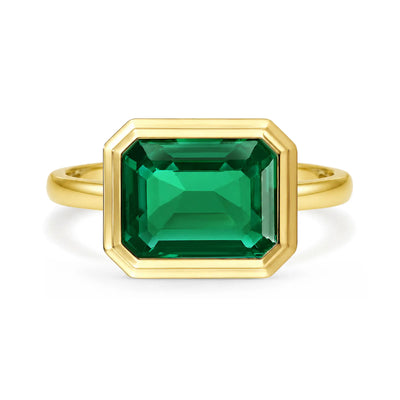 Kai 14k Gold Bella East-West 2.00ctw Lab Grown Green Emerald Ring