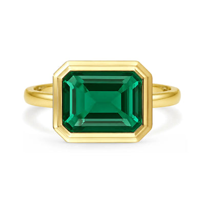 Kai 14k Gold Bella East West 2.00ctw Lab Grown Green Emerald Ring